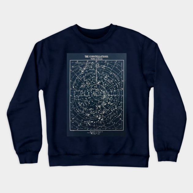 Vintage STAR CONSTELLATIONS MAP POSTER circa 1900s Crewneck Sweatshirt by Beltschazar